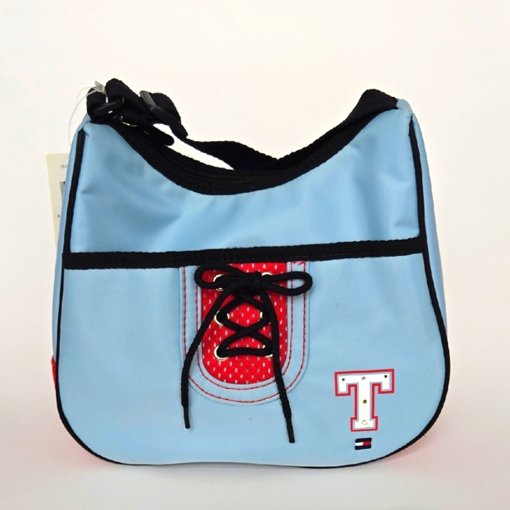 Vintage Tommy Hilfiger Sport Hobo Baby Blue Nylon Purse With Strap - NWT
